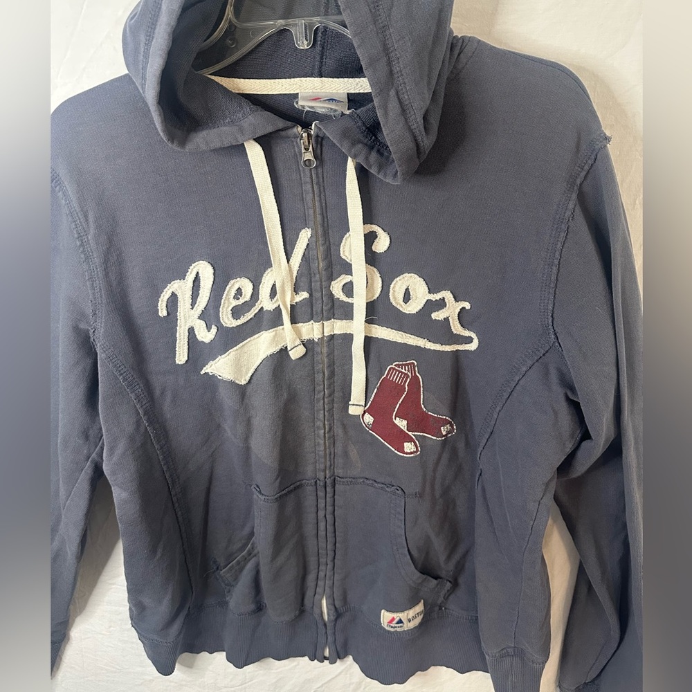 Majestic Boston Red Sox Zip Hoodie Gray Vintage Style MLB - Picture 2 of 6